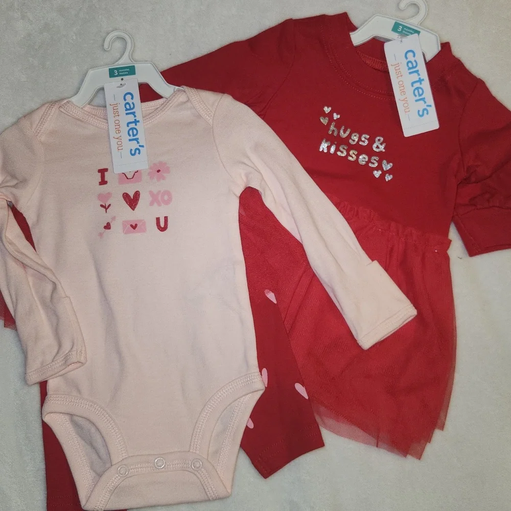 Carter's Baby 3 Months,  Pink and Red, Valenteins Outfits, Tutu And Matching Set